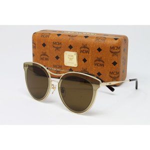 MCM Sunglasses Women's Round MCM139SA 722 Shiny Gold Brown 65mm